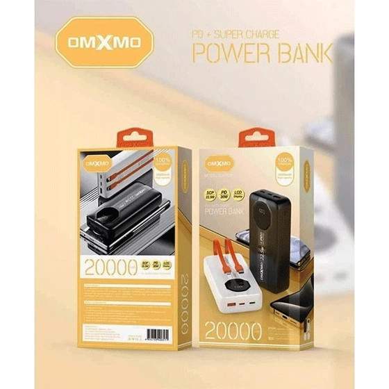 پاوربانک OMXMO مدل OX-PD11 ظرفیت ۲۰۰۰۰ میلیآمپر با قدرت ۲۲.۵ وات