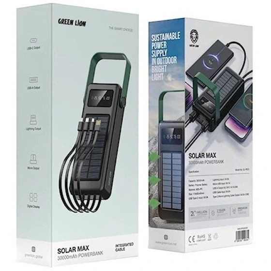 پاوربانک گرین لاین مدل Solar Max ظرفیت 30000 میلیآمپر ساعت