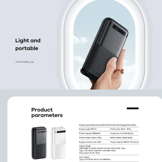 پاوربانک ریمکس مدل Flinc RPP-72 20000MAH