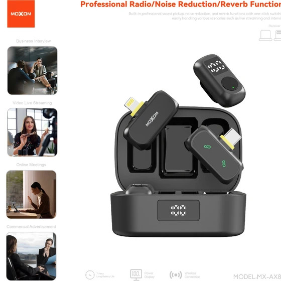 میکروفون بی سیم دوگانه یقه ای موکسوم مدل MX-AX85